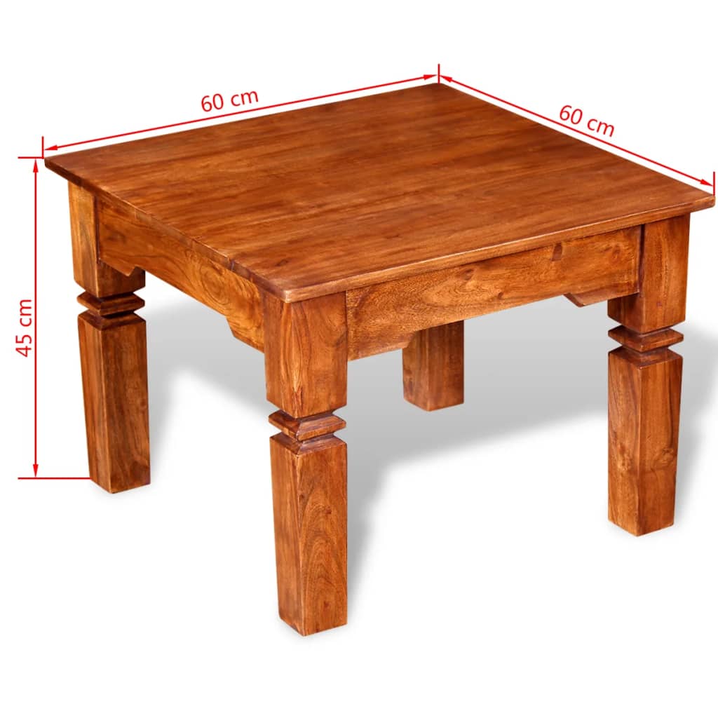 vidaXL Klubska mizica iz trdnega lesa 60x60x45 cm