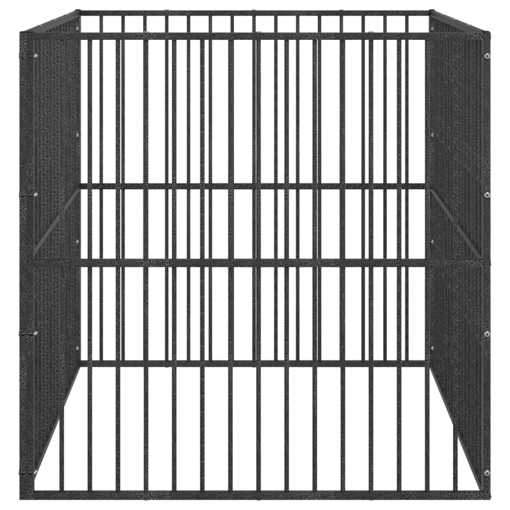 vidaXL Pasja ograda 4 paneli črno pocinkano jeklo