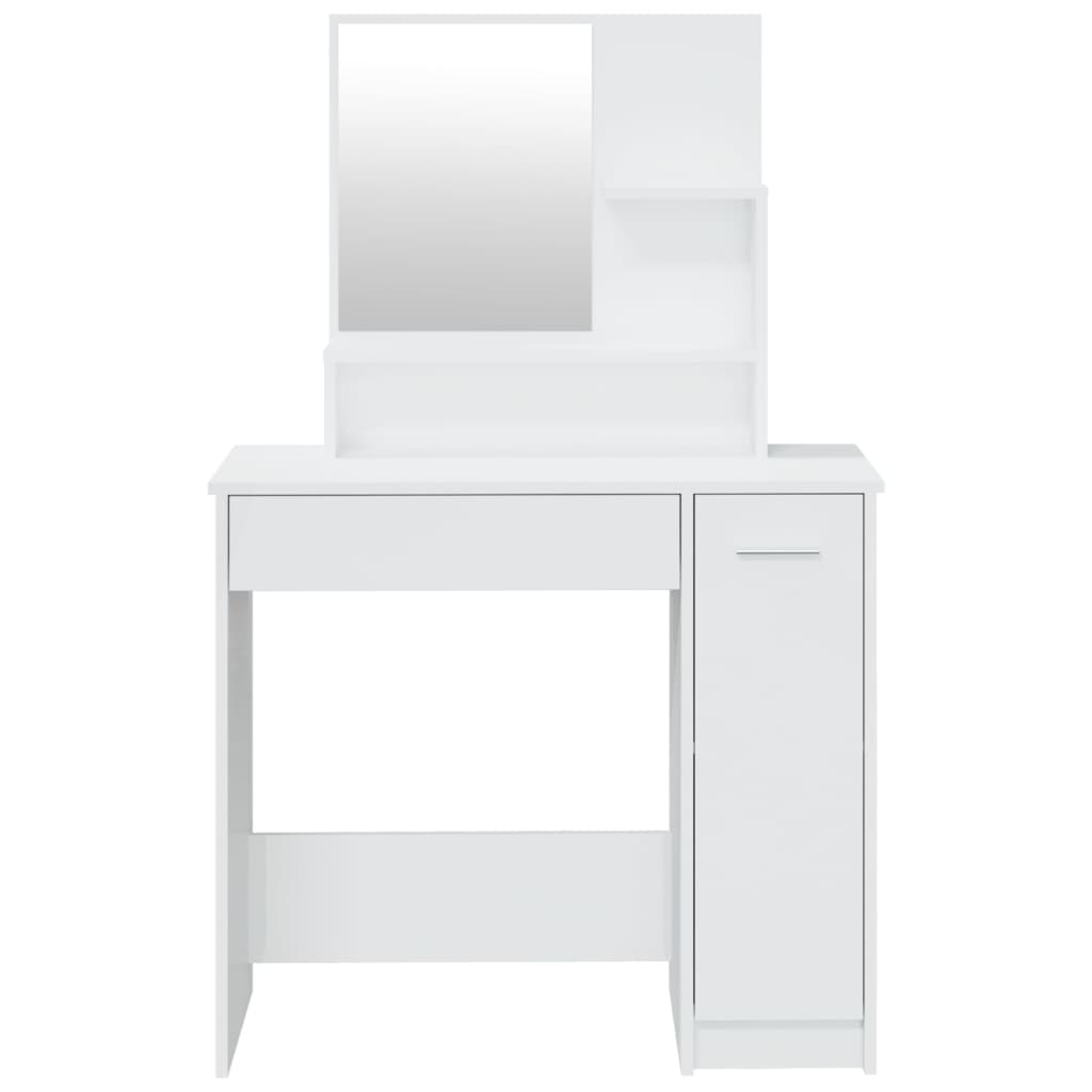 vidaXL Toaletna mizica z ogledalom visok sijaj bela 86,5x35x136 cm