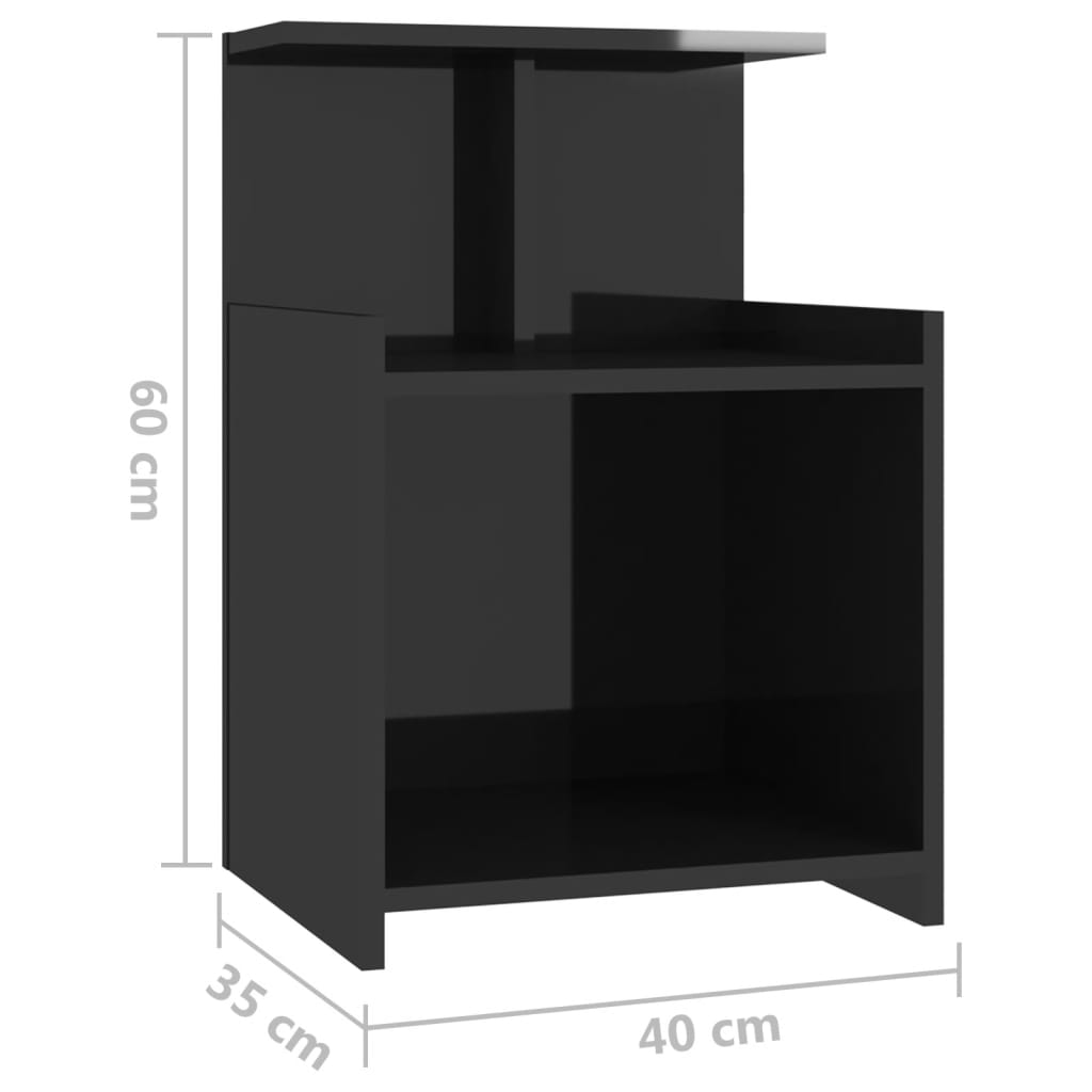 vidaXL Nočna omarica visok sijaj črna 40x35x60 cm iverna plošča
