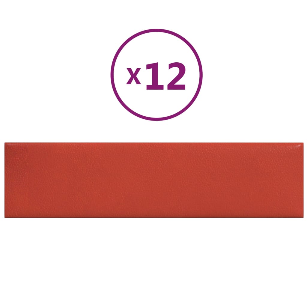 vidaXL Stenski paneli 12 kosov rdeči 60x15 cm umetno usnje 1,08 m²