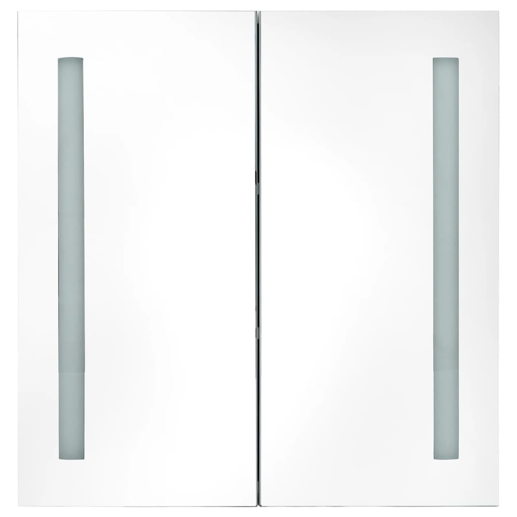 vidaXL LED kopalniška omarica z ogledalom sijoče črna 62x14x60 cm