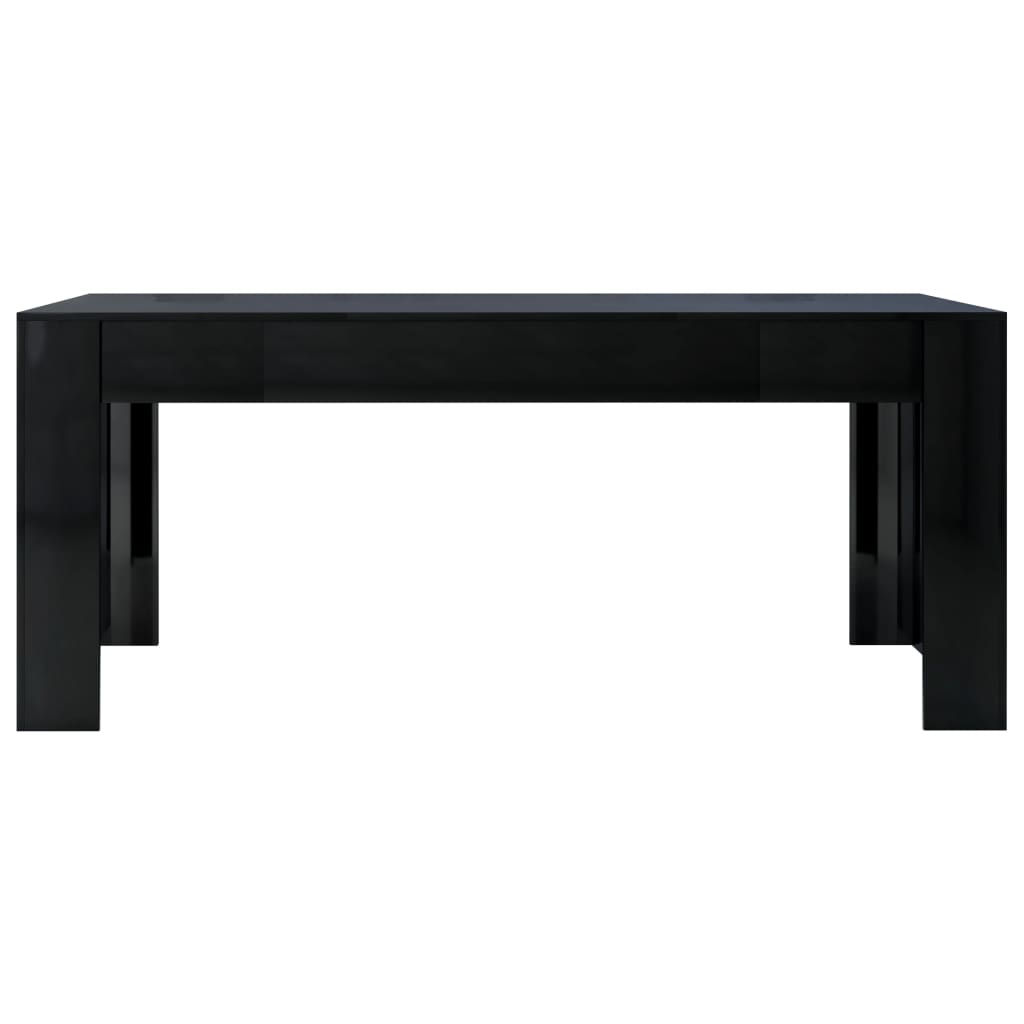 vidaXL Jedilna miza visok sijaj črna 180x90x76 cm iverna plošča
