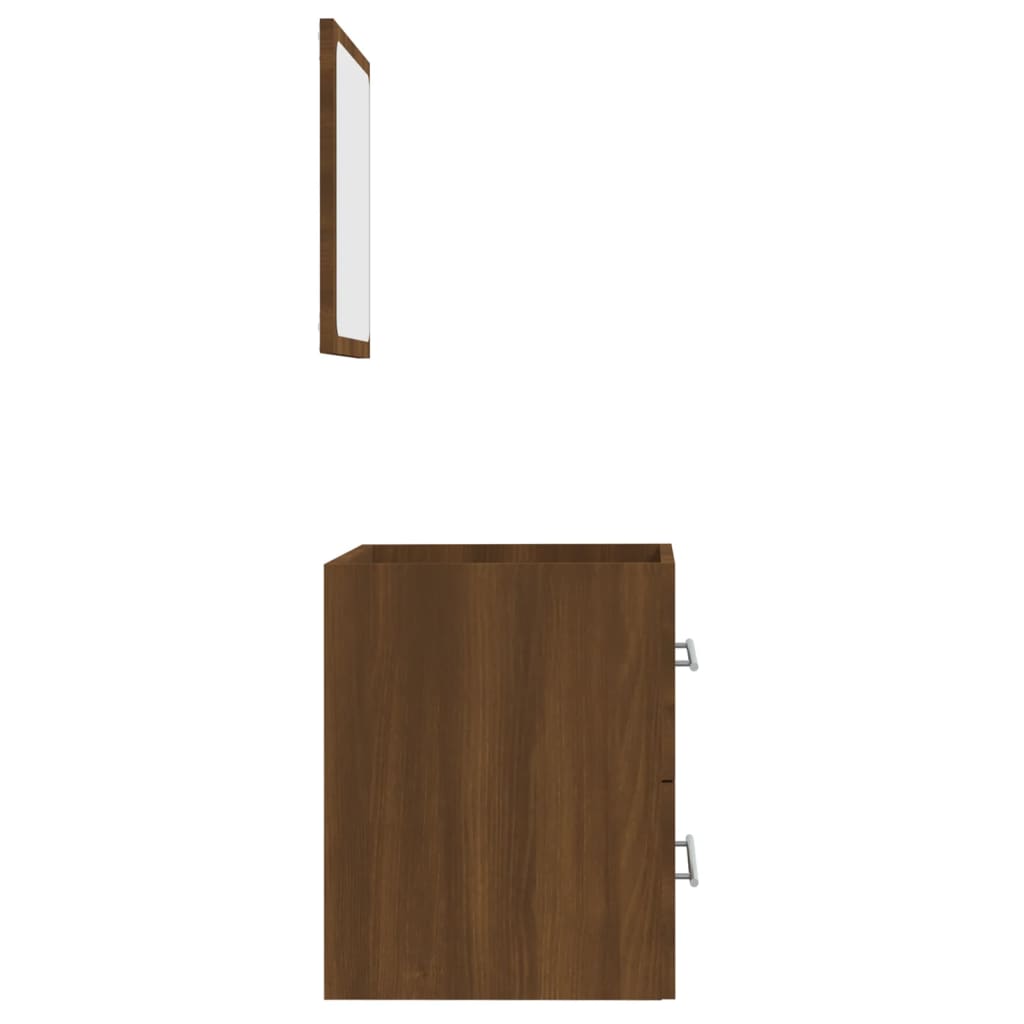 vidaXL Kopalniška omarica z ogledalom rjavi hrast 41x38,5x48 cm