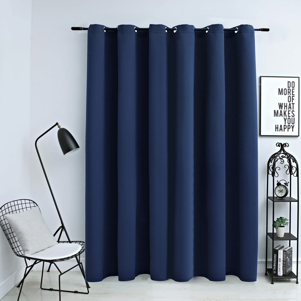 vidaXL Zatemnitvena zavesa s kovinskimi obročki modra 290x245 cm