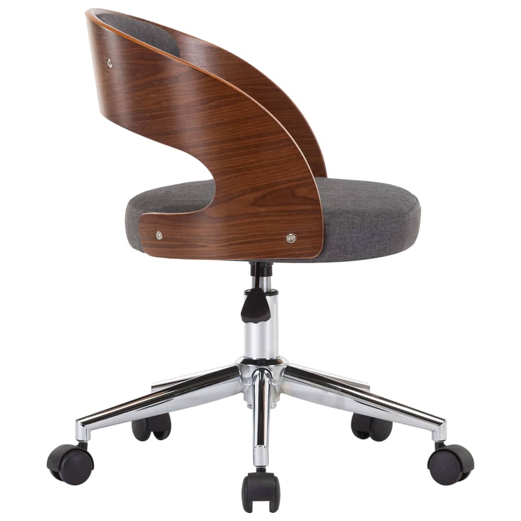 vidaXL Vrtljiv pisarniški stol siv ukrivljen les in blago