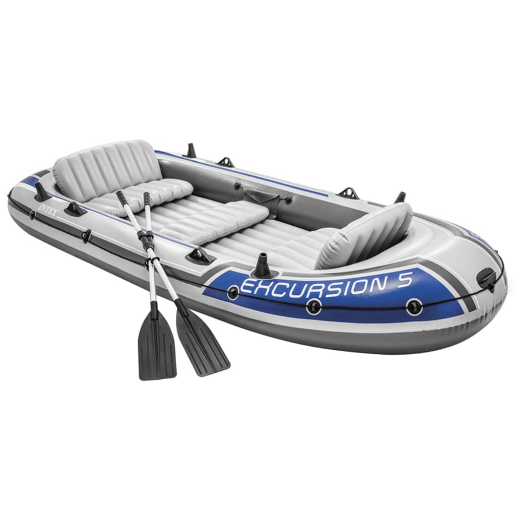 Intex Napihljiv čoln Excursion 5 komplet z motorjem in nosilcem
