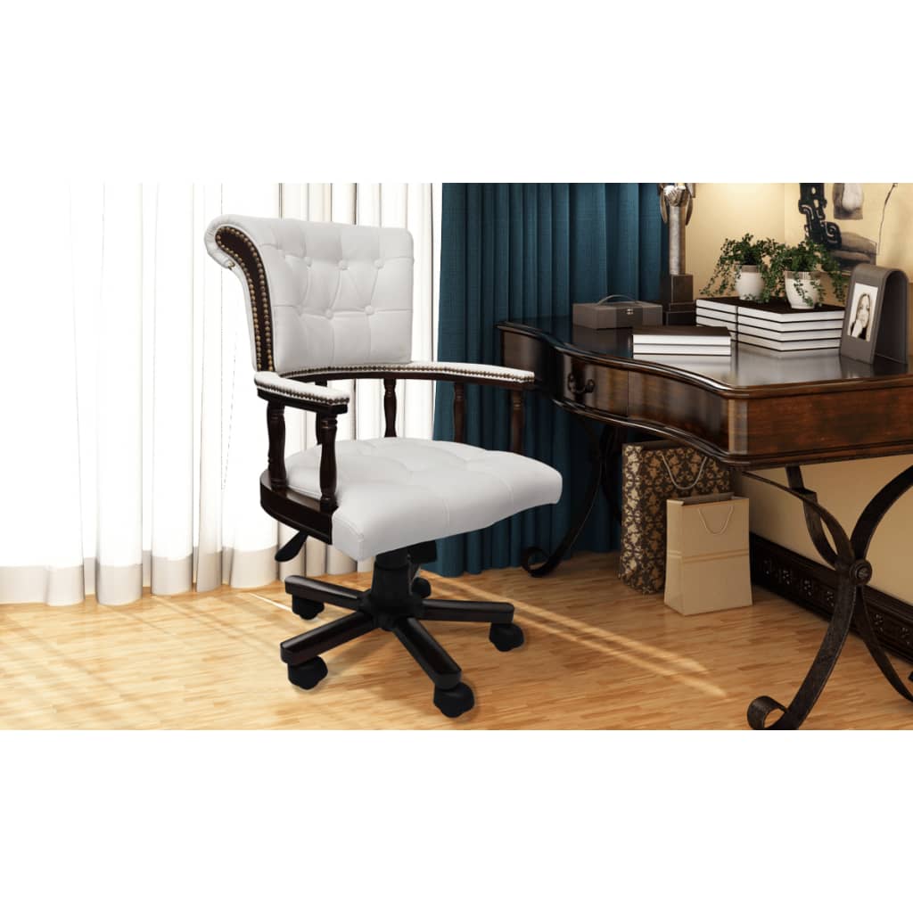 vidaXL Vrtljiv pisarniški stol bel