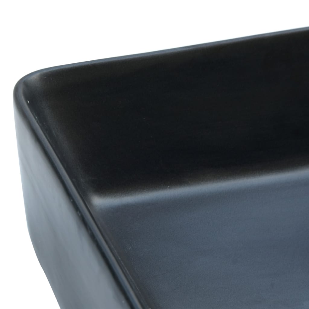 vidaXL Nadpultni umivalnik črn pravokoten 46x35,5x13 cm keramika