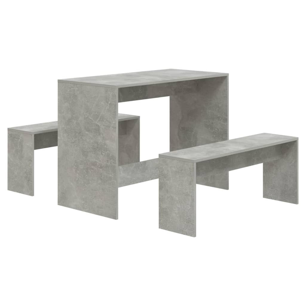 vidaXL Jedilna garnitura 3-delna betonsko siva iverna plošča
