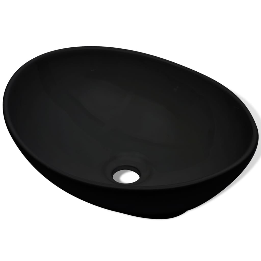 vidaXL Keramični umivalnik 40x33 cm črne barve