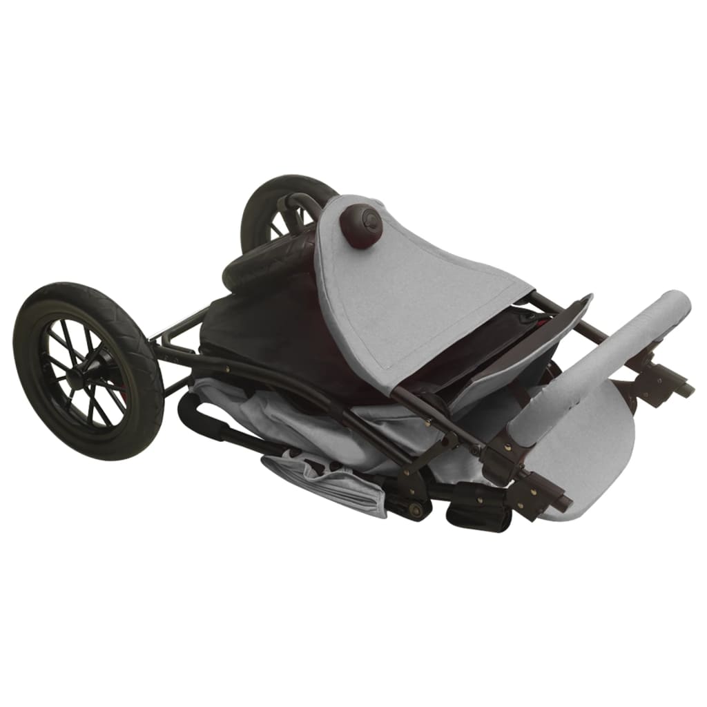 vidaXL Otroški voziček svetlo siv jeklen