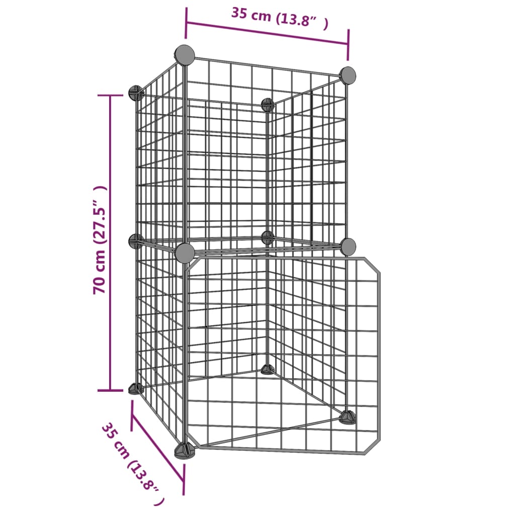 vidaXL Ograda za hišne ljubljenčke z 8 paneli črna 35x35 cm jeklo