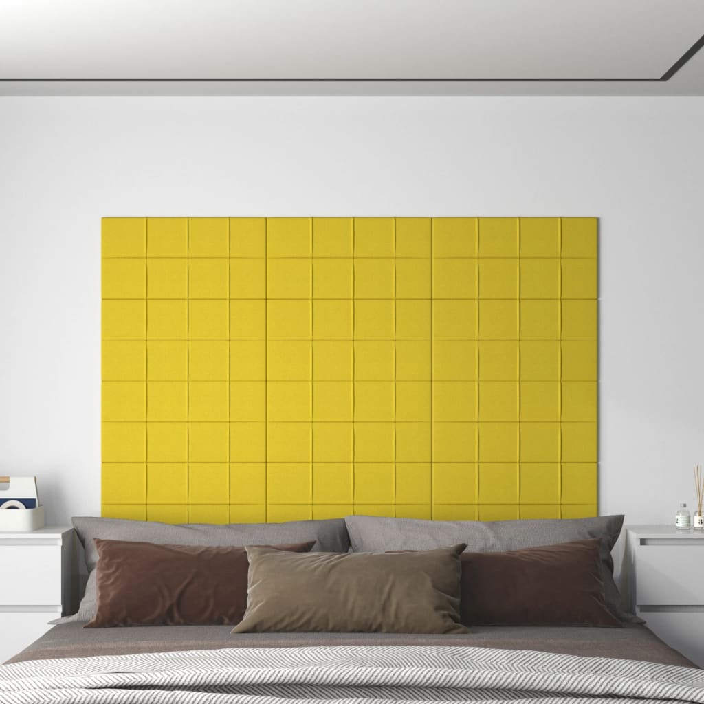 vidaXL Stenski paneli 12 kosov rumeni 60x30 cm blago 2,16 m²