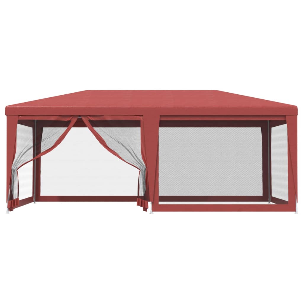 vidaXL Vrtni šotor s 6 mrežastimi stranicami rdeč 6x4 m HDPE