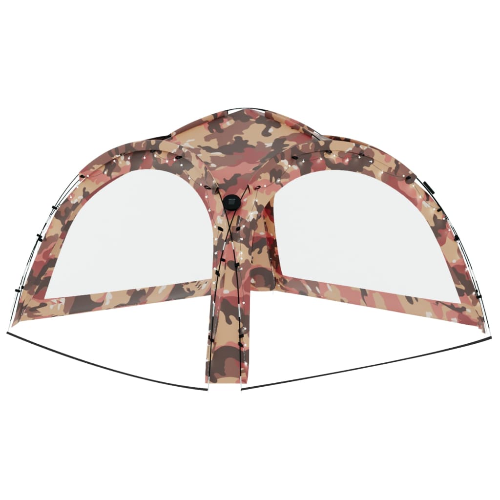 vidaXL Vrtni šotor z LED in 4 stranicami 3,6x3,6x2,3 m kamuflažen
