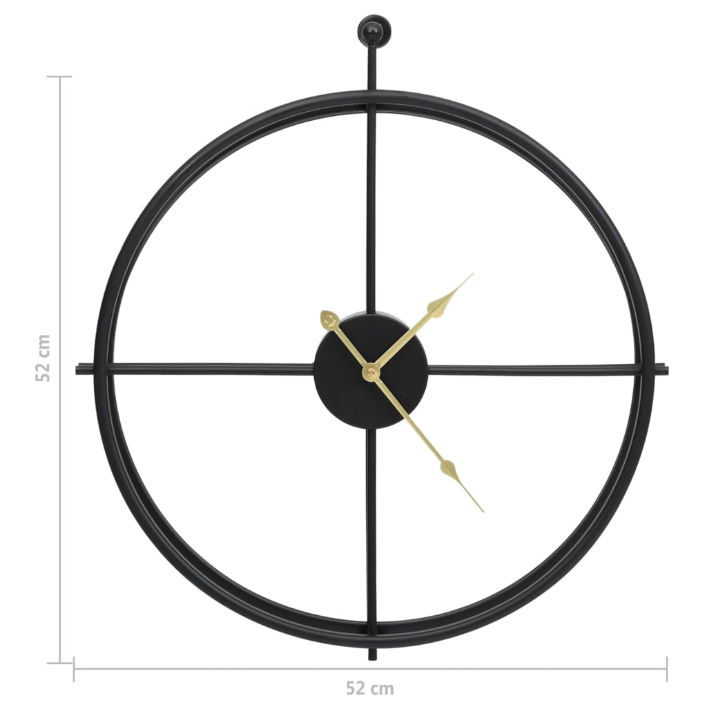 vidaXL Stenska ura črna 52 cm železo