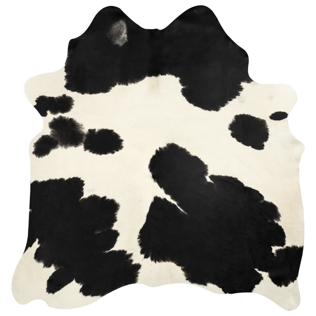 vidaXL Preproga iz prave goveje kože črna in bela 150x170 cm