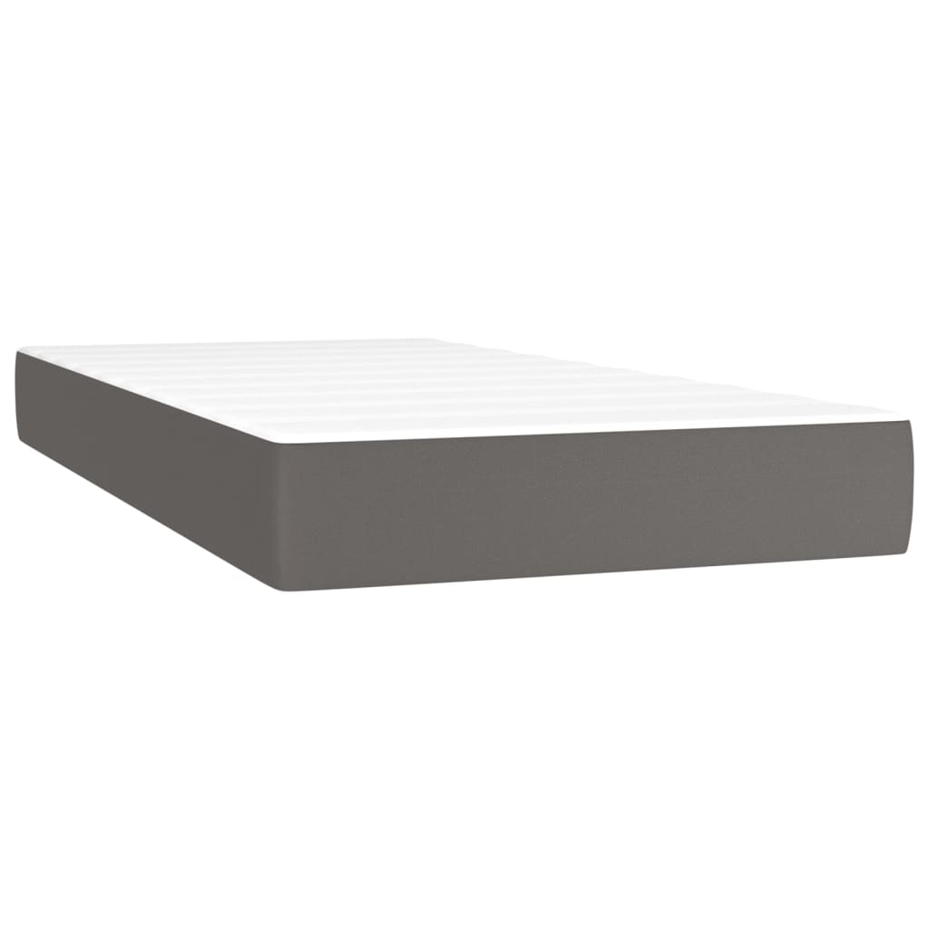 vidaXL Box spring postelja z vzmetnico siva 80x200 cm umetno usnje
