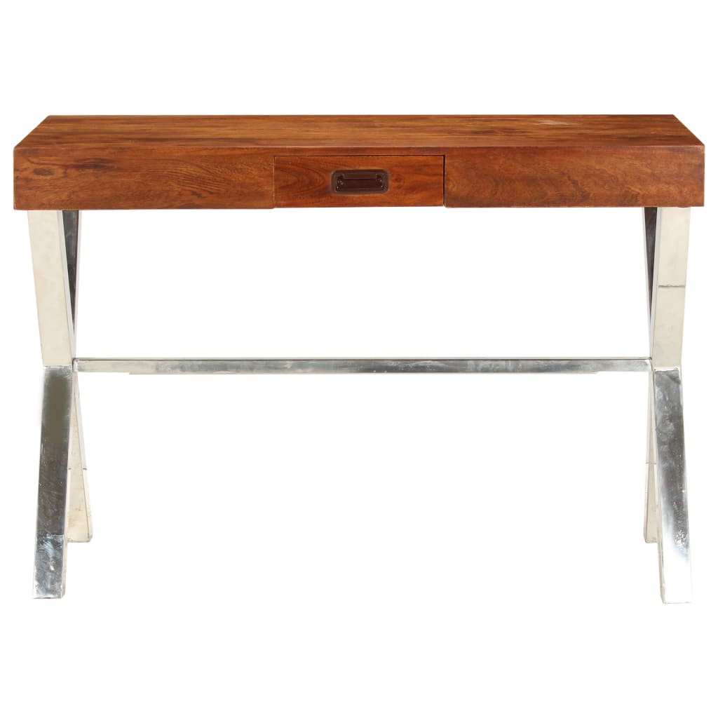 vidaXL Pisalna miza iz trdnega akacijevega lesa medena 110x50x76 cm