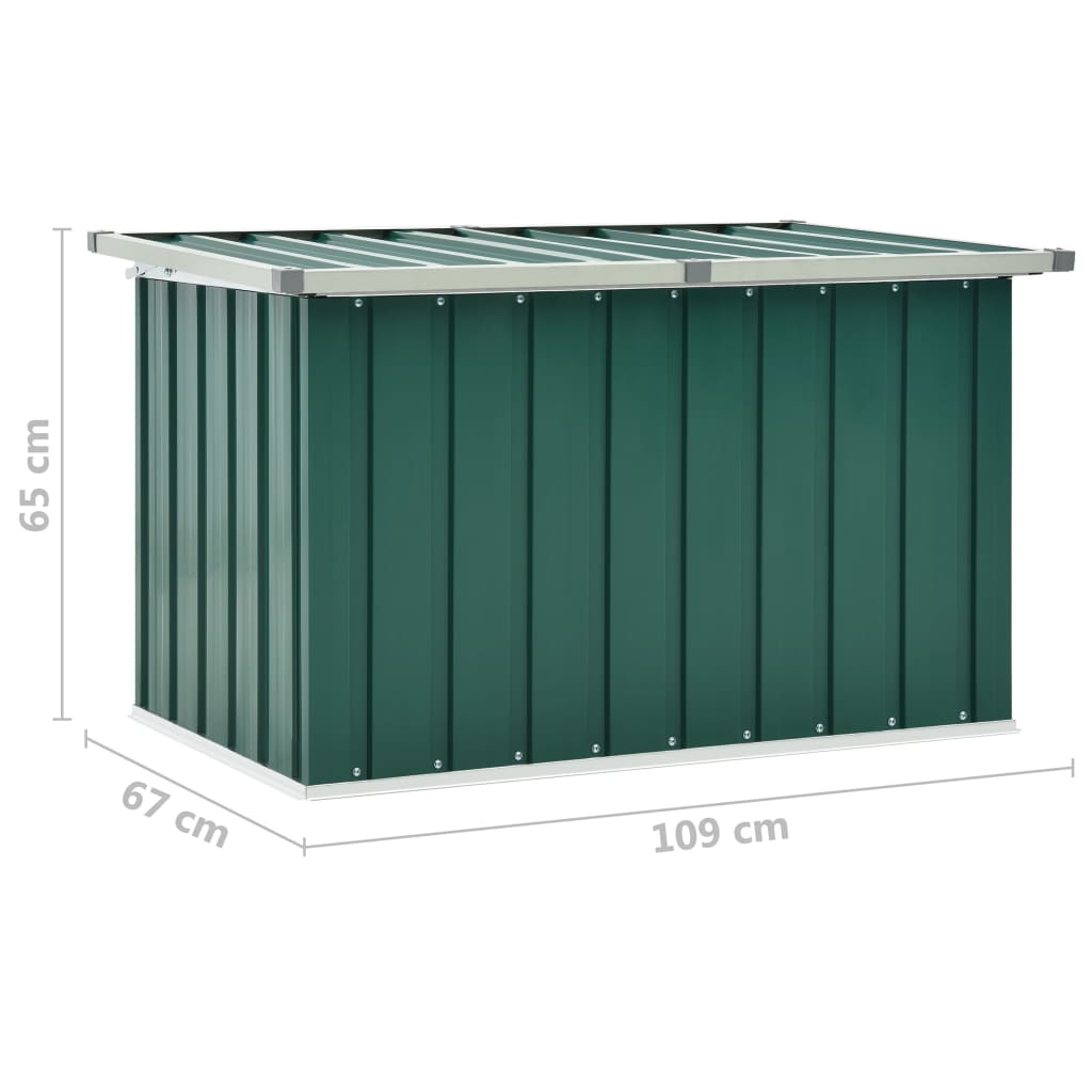vidaXL Vrtna škatla za shranjevanje zelena 109x67x65 cm
