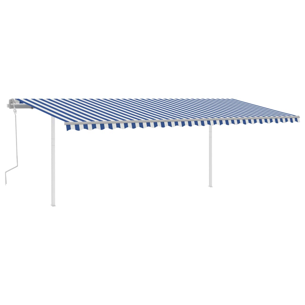 vidaXL Ročno zložljiva tenda s stebrički 6x3 m modra in bela