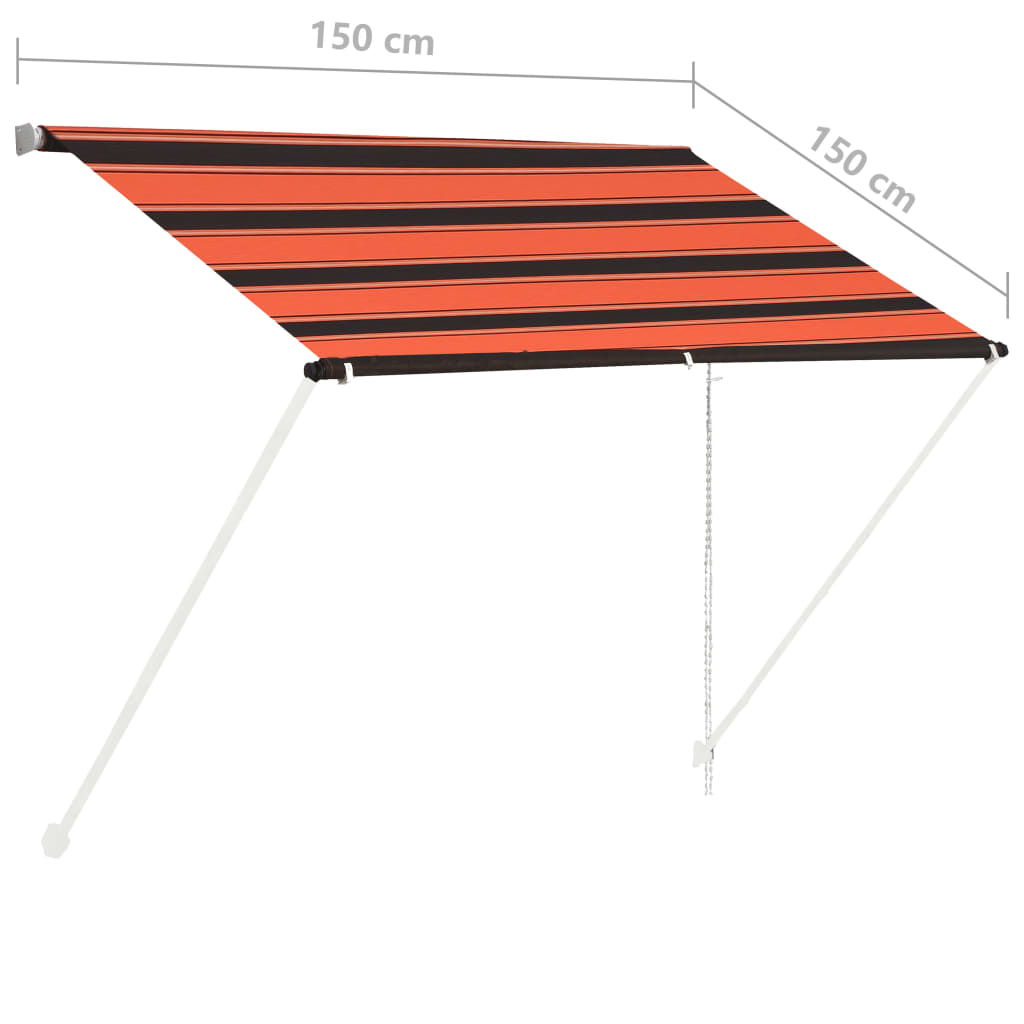 vidaXL Zložljiva tenda 150x150 cm oranžna in rjava