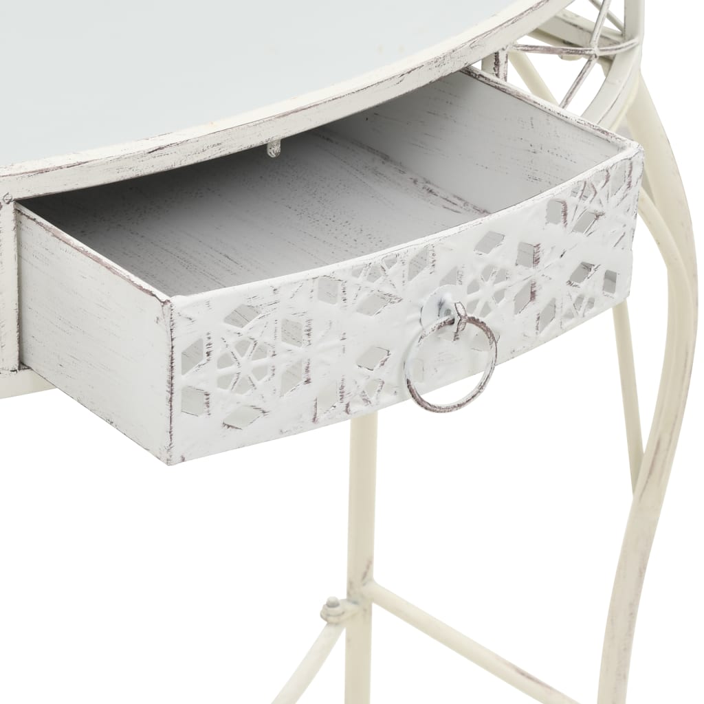 vidaXL Stranska mizica v francoskem stilu iz kovine 82x39x76 cm bela