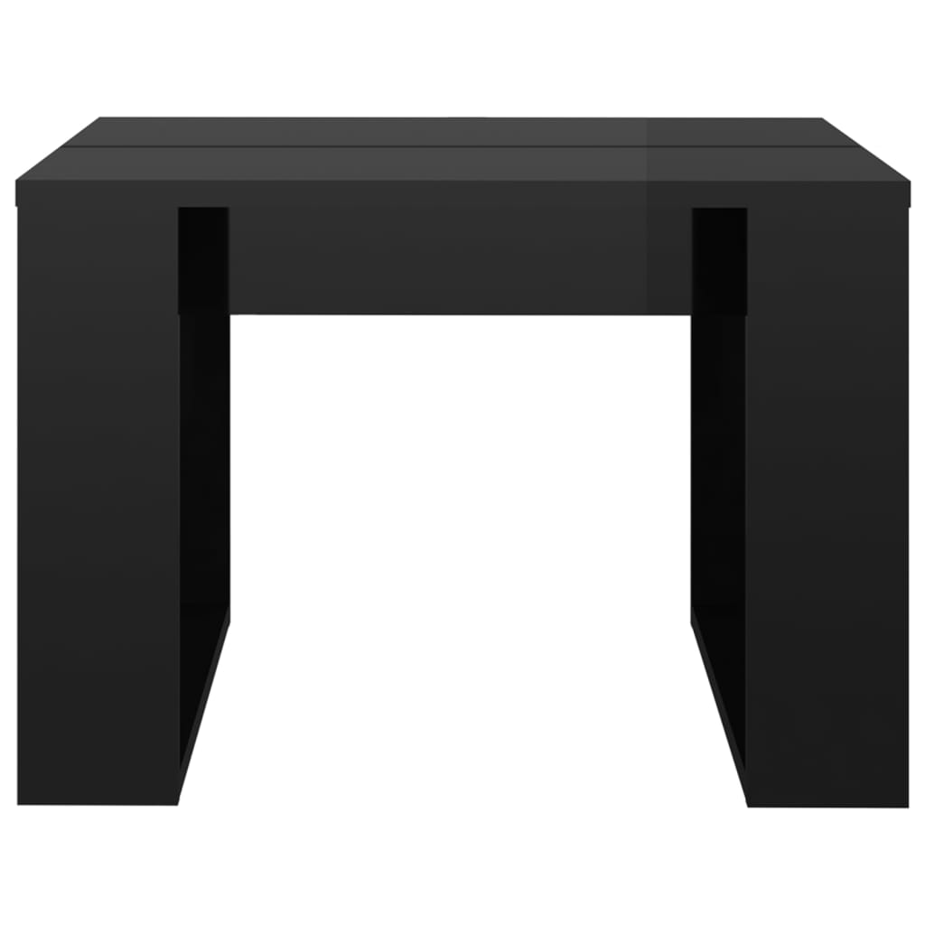 vidaXL Stranska mizica visok sijaj črna 50x50x35 cm iverna plošča