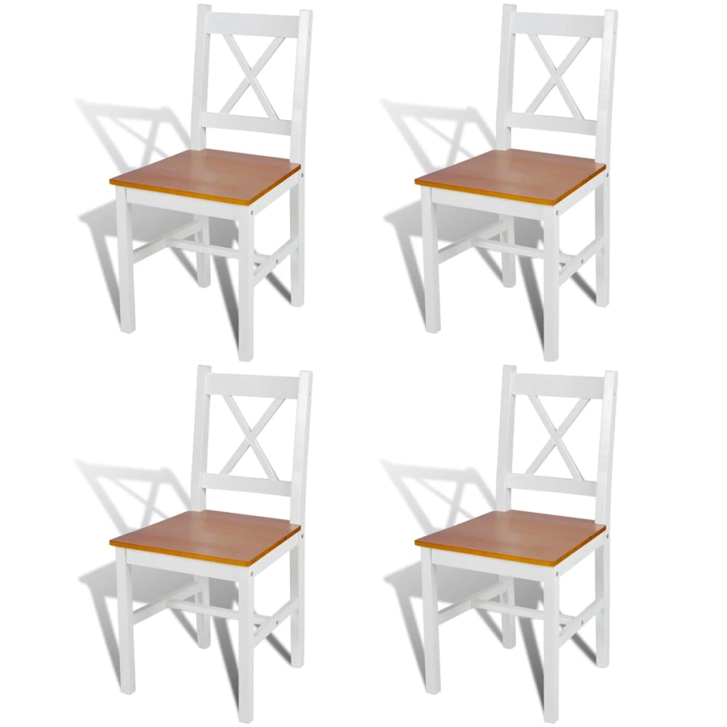vidaXL Jedilni stoli 4 kosi beli iz borovine