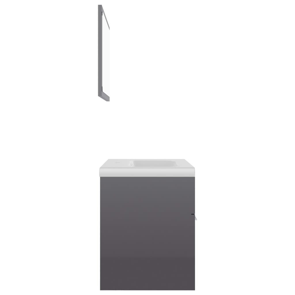 vidaXL Komplet kopalniškega pohištva visok sijaj sive barve iverna pl.