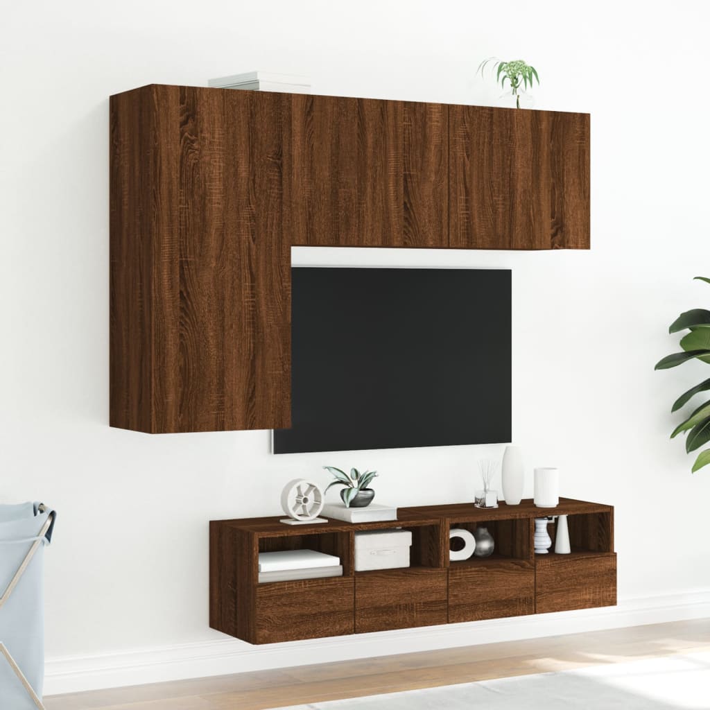 vidaXL Komplet TV omaric 5-delni rjavi hrast inženirski les