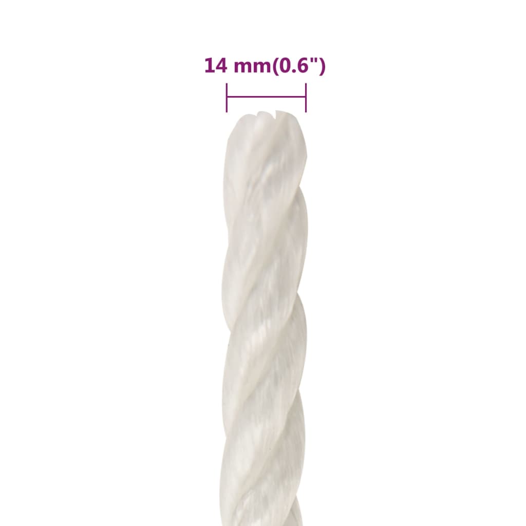 vidaXL Delovna vrv bela 14 mm 100 m polipropilen