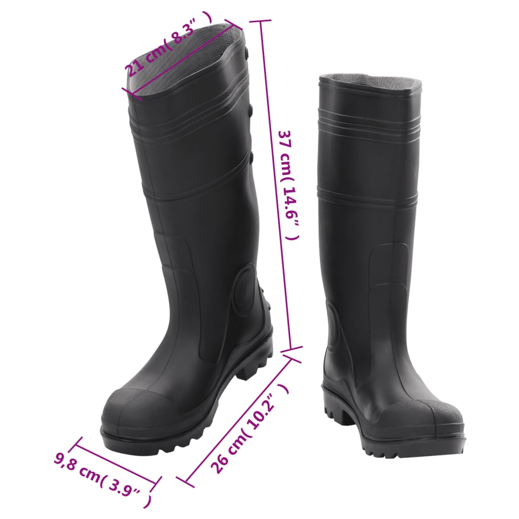 vidaXL Dežni škornji črni velikost 38 PVC
