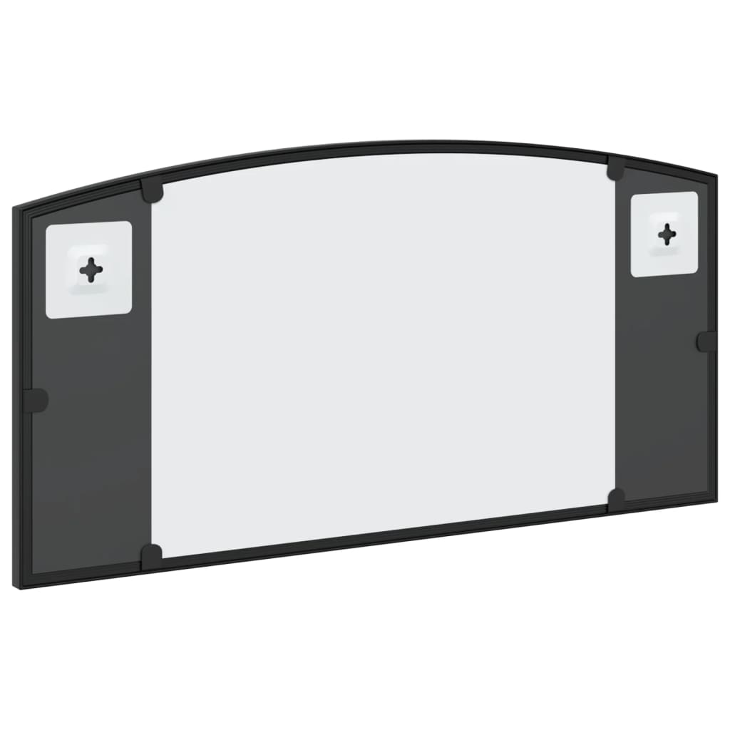 vidaXL Stensko ogledalo črno 60x30 cm obokano železo