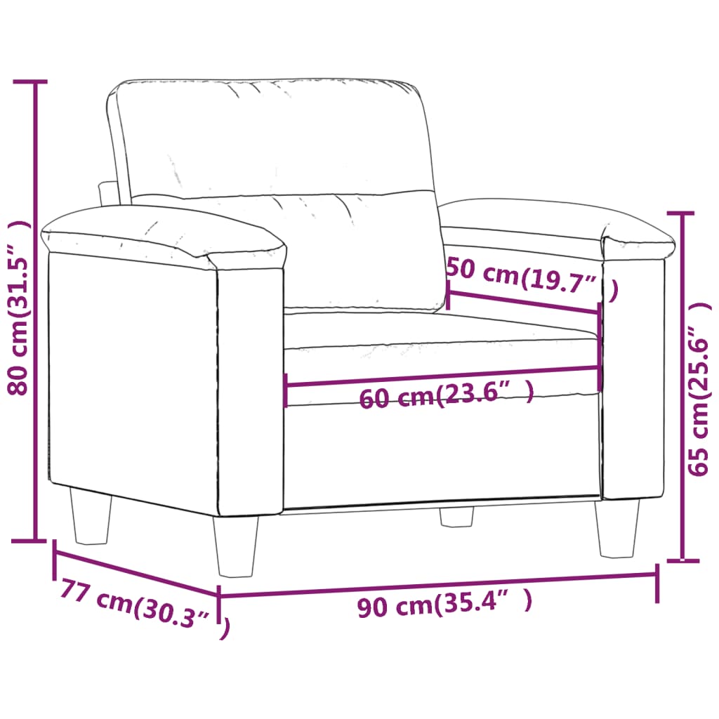 vidaXL Fotelj kapučino 60 cm umetno usnje