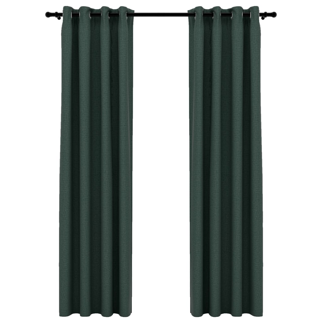 vidaXL Zatemnitvene zavese z obročki 2 kosa zelene 140x225 cm