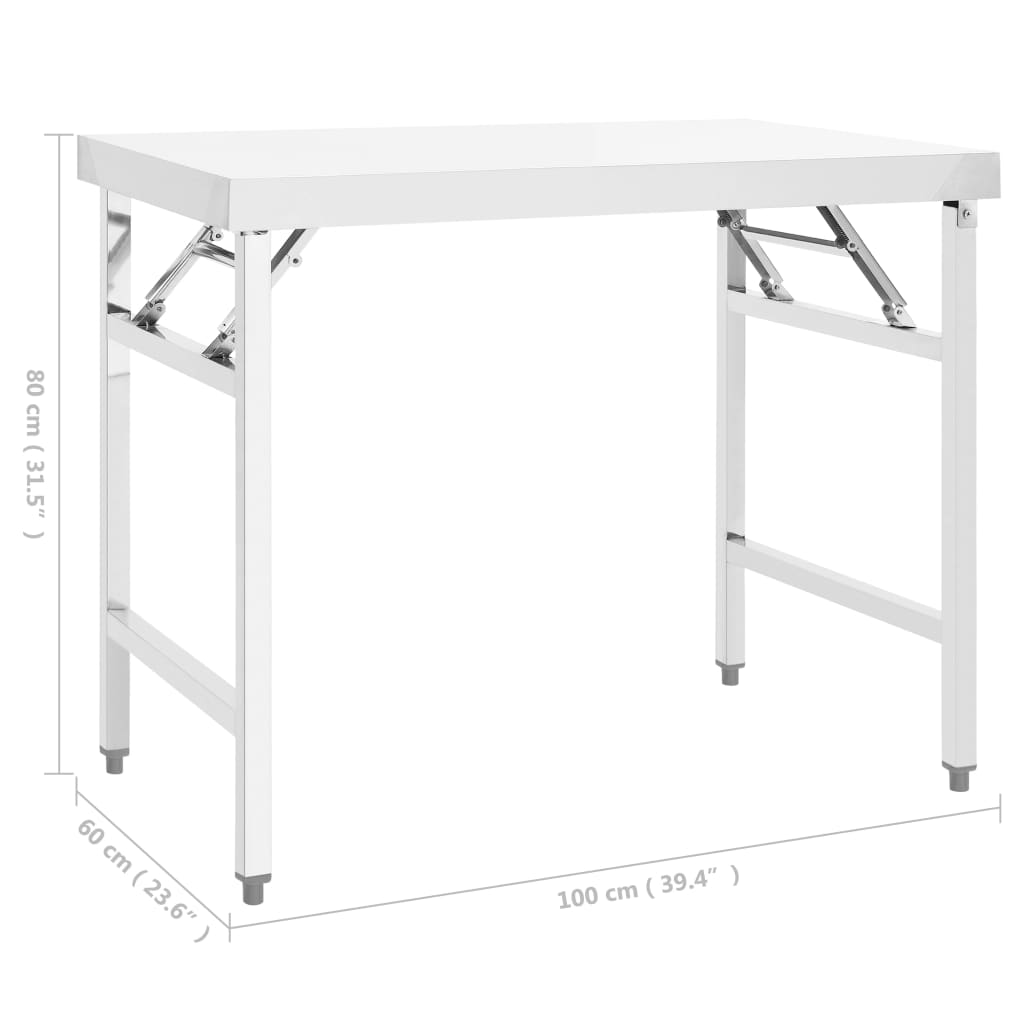 vidaXL Zložljiva kuhinjska miza 100x60x80 cm nerjaveče jeklo