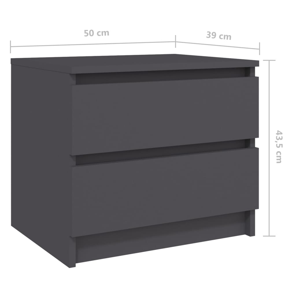 vidaXL Nočna omarica siva 50x39x43,5 cm iverna plošča