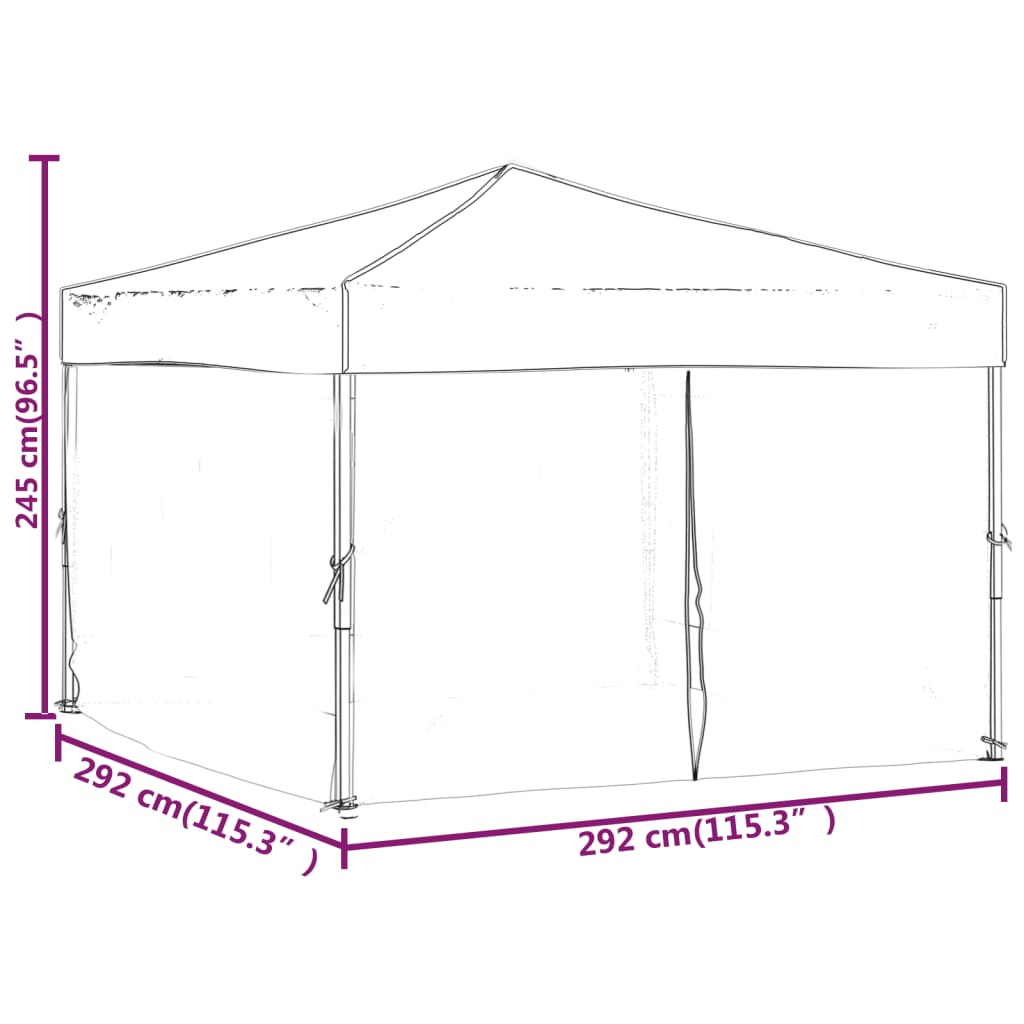 vidaXL Zložljiv vrtni šotor s stranicami krem 3x3 m