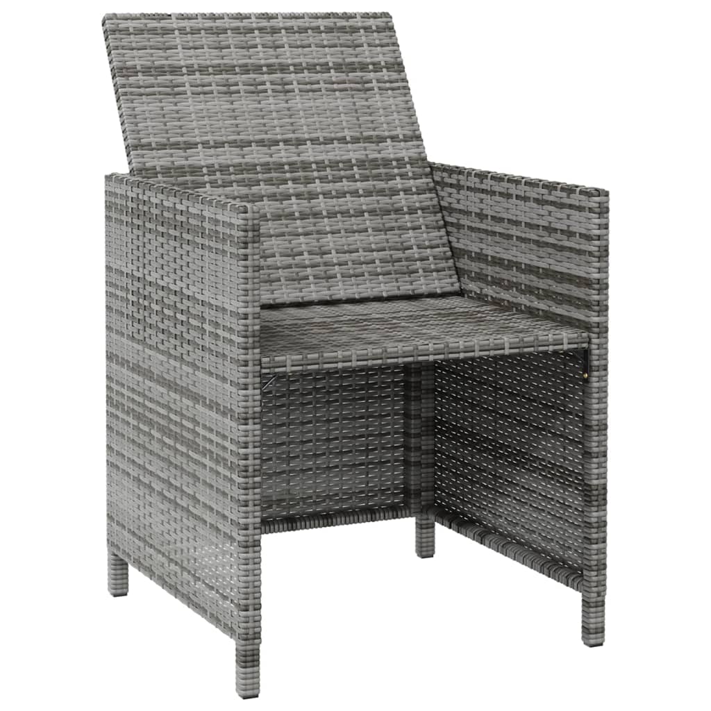 vidaXL Vrtni stoli in stolčki 4-delni komplet poli ratan sive barve