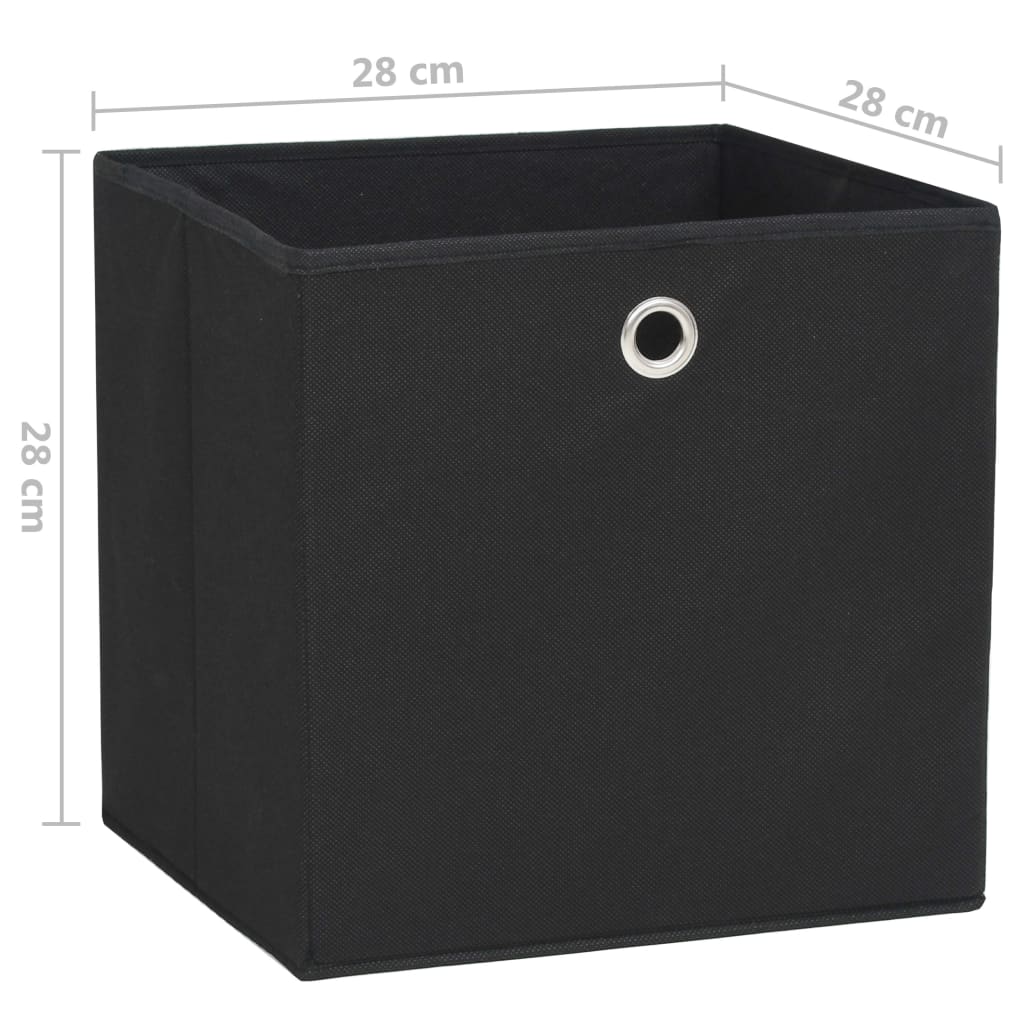 vidaXL Škatle 4 kosi netkano blago 28x28x28 cm črne