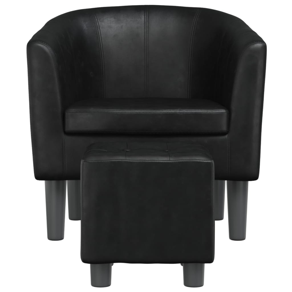 vidaXL Fotelj s stolčkom za noge črno umetno usnje