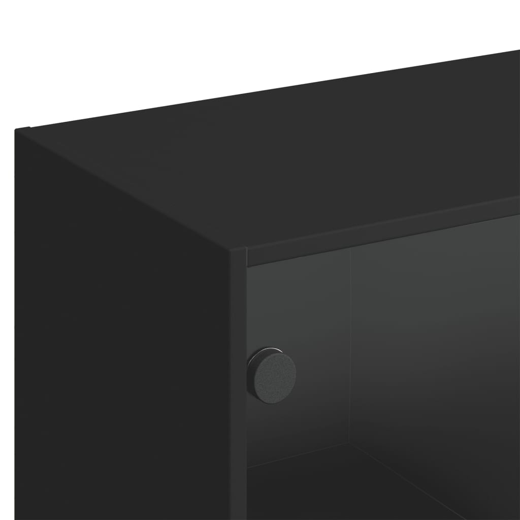 vidaXL Knjižna omara z vrati črna 136x37x142 cm inženirski les