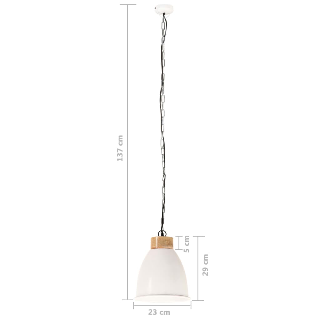 vidaXL Industrijska viseča svetilka bela železo in trden les 23 cm E27