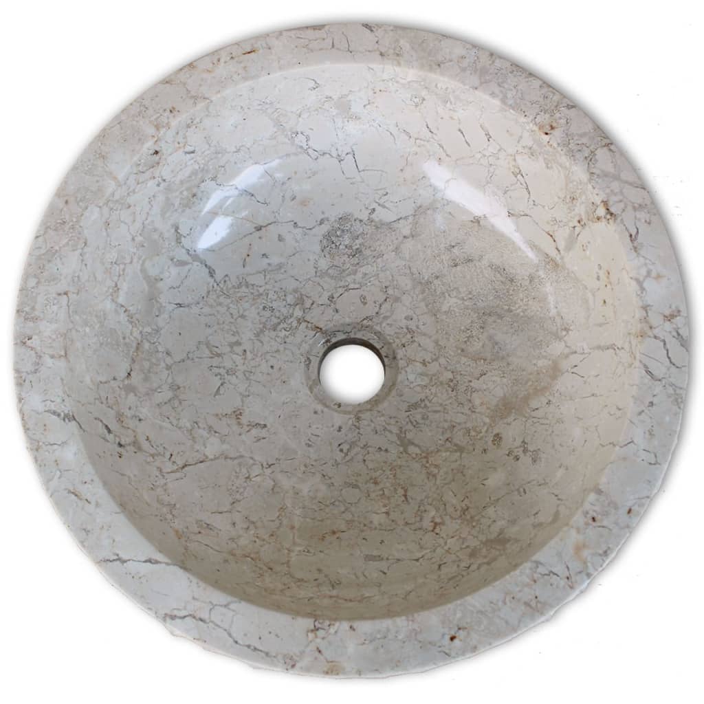 vidaXL Umivalnik marmor 40 cm krem