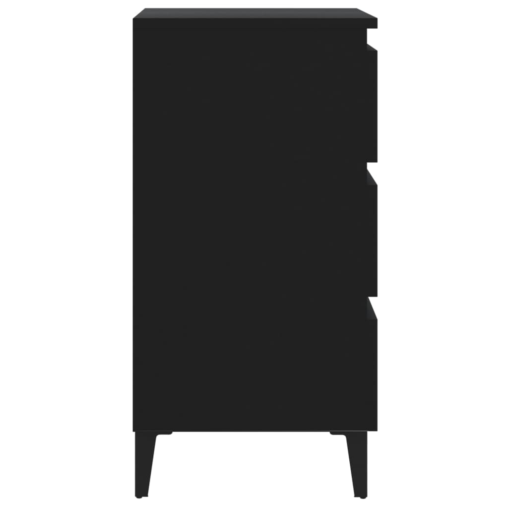 vidaXL Nočna omarica s kovinskimi nogami črna 40x35x69 cm