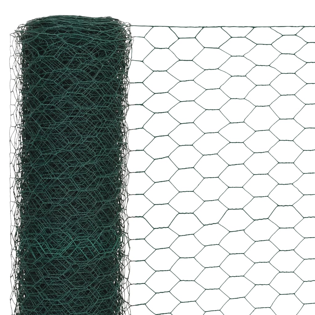 vidaXL Žična mreža za ograjo jeklo s PVC oblogo 25x1,5 m zelena