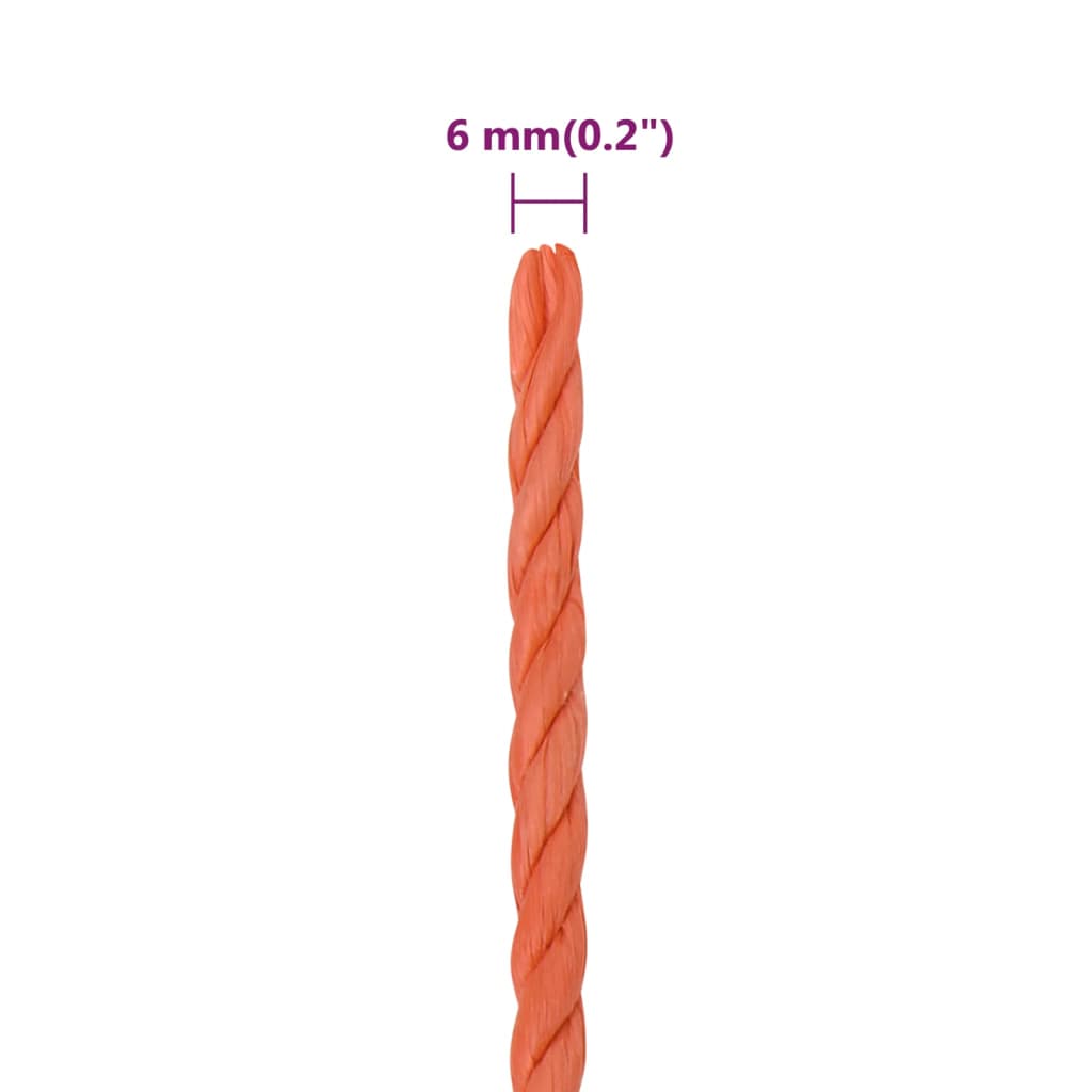 vidaXL Delovna vrv oranžna 6 mm 50 m polipropilen