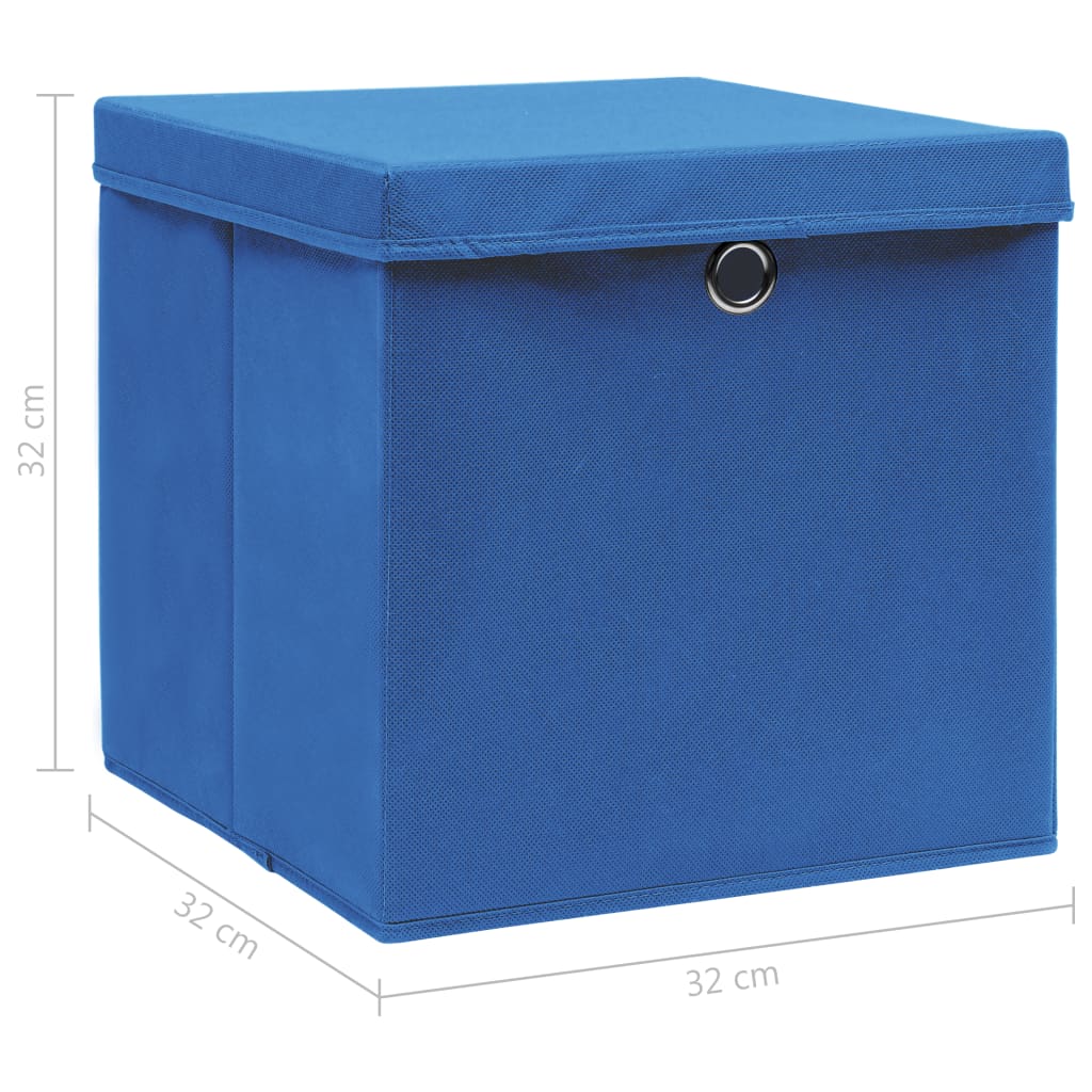 vidaXL Škatle za shranjevanje s pokrovi 10 kosov modre 32x32x32 cm